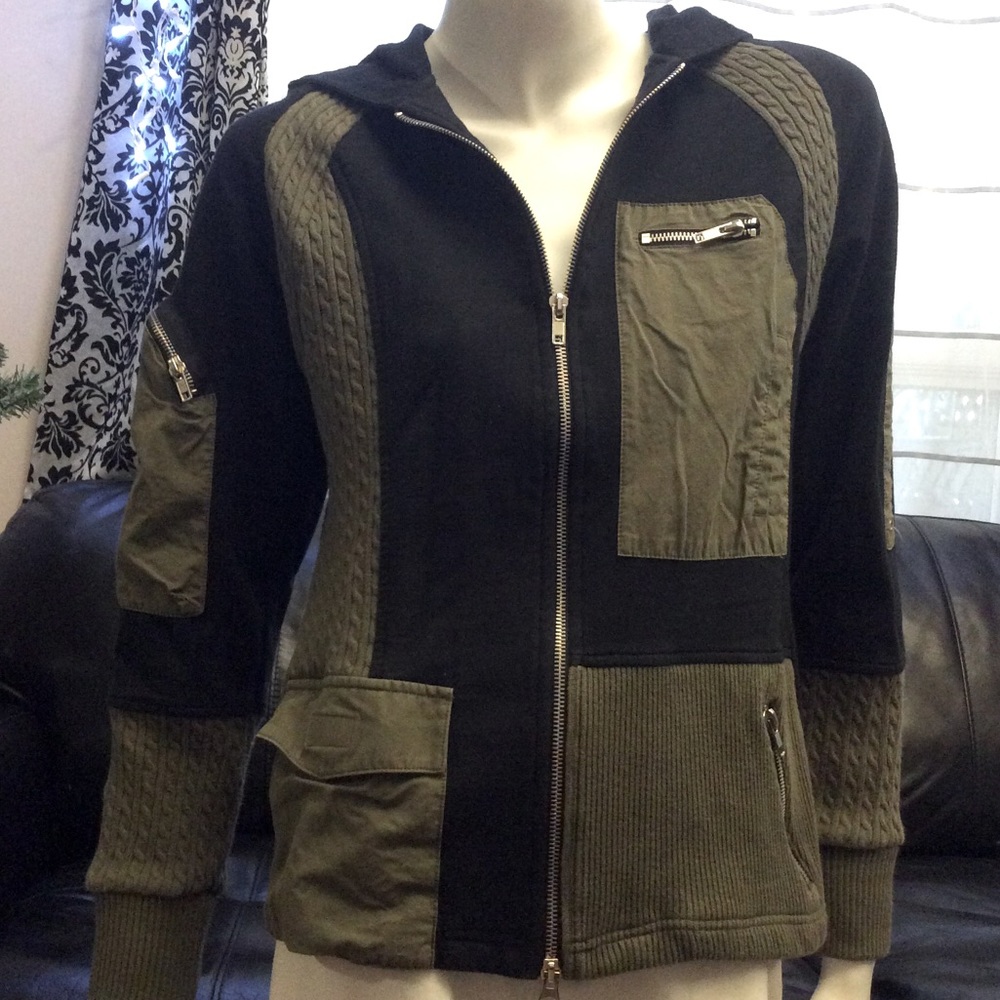 Asymmetrical Together zip front hooded jacket